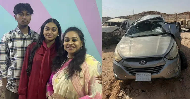 নিহত মা, ছেলে ও মেয়ে; দুর্ঘটনাগ্রস্ত গাড়ি